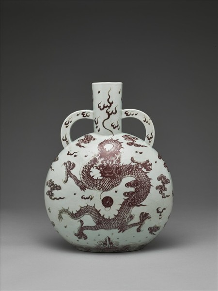 釉裡紅龍紋扁壺