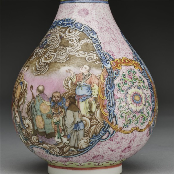 洋彩開光十八羅漢膽瓶