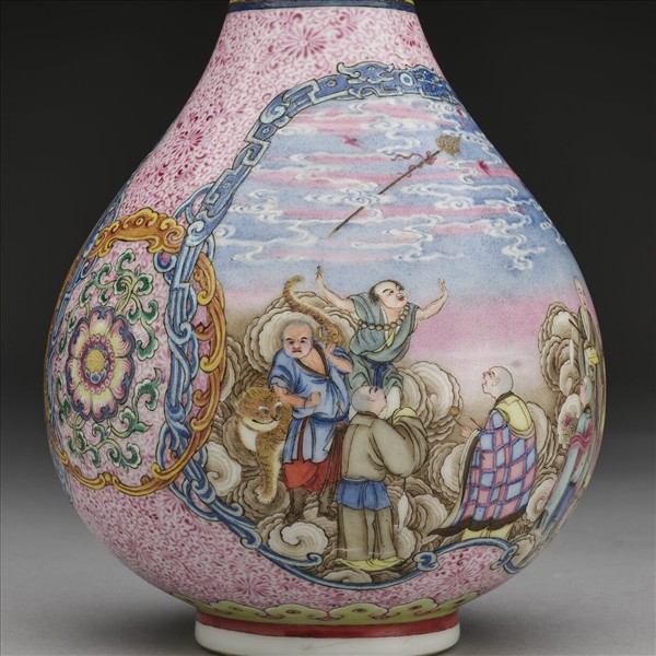 洋彩開光十八羅漢膽瓶