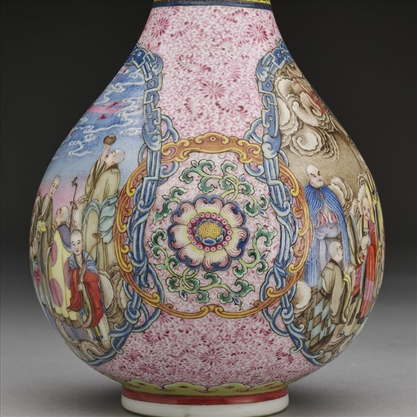 洋彩開光十八羅漢膽瓶