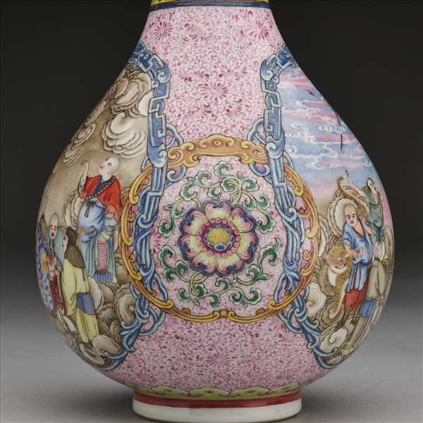 洋彩開光十八羅漢膽瓶