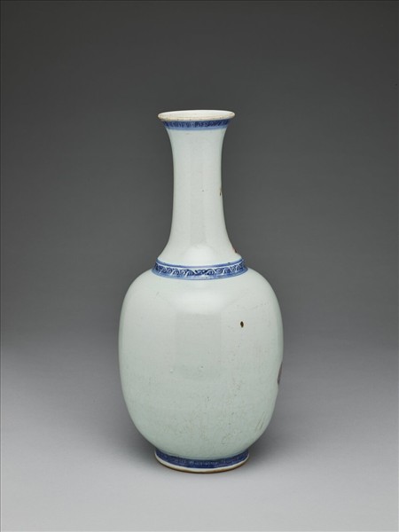 青花釉裡紅花鳥紋長頸瓶