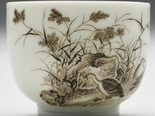 琺瑯彩赭墨蘆雁酒鍾