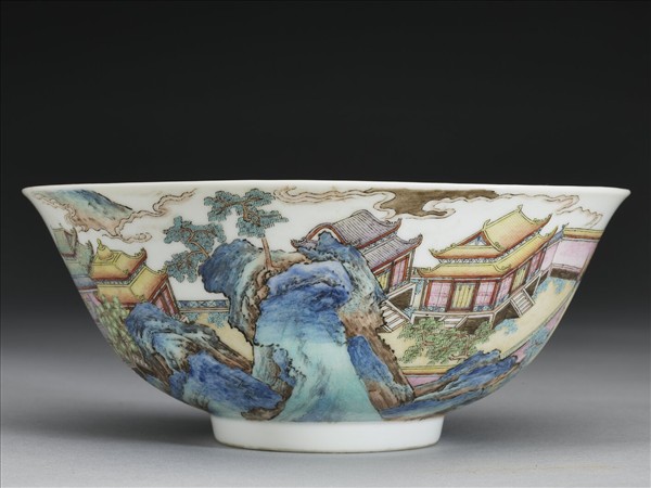 琺瑯彩山水樓閣碗
