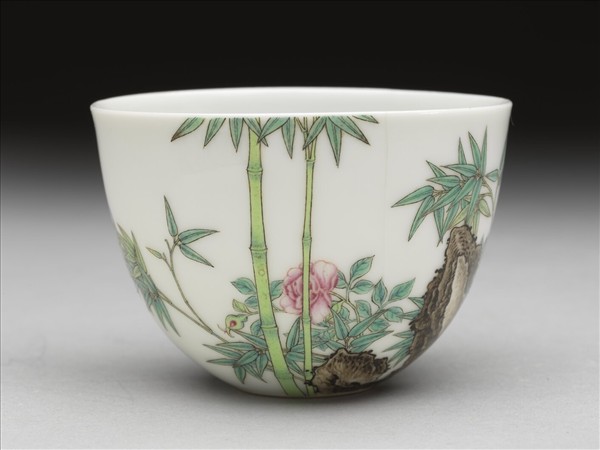 琺瑯彩綠竹詩意酒鍾