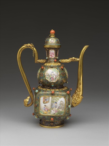 掐絲琺瑯嵌畫琺瑯仕女執壺