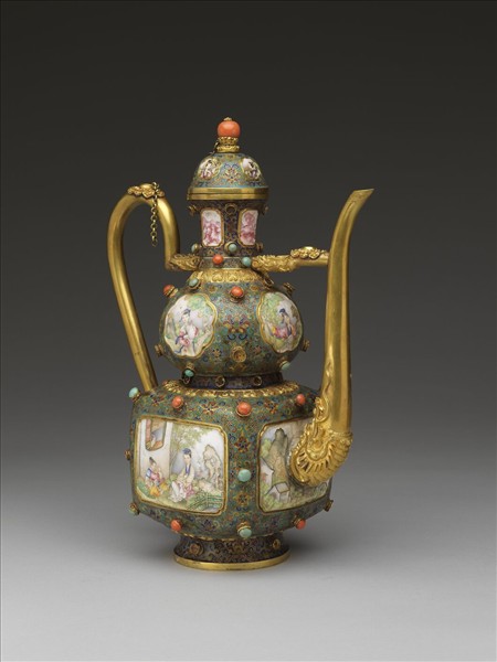 掐絲琺瑯嵌畫琺瑯仕女執壺