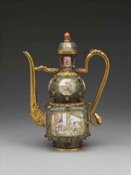 掐絲琺瑯嵌畫琺瑯仕女執壺