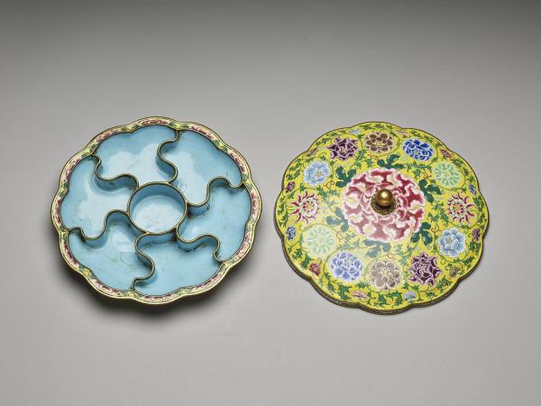 珐琅銅胎盖盒 銅胎畫琺瑯盒- 故宮