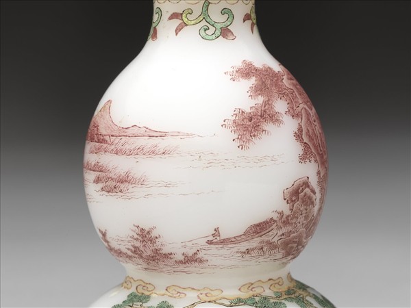 玻璃胎畫琺瑯嬰戲葫蘆瓶