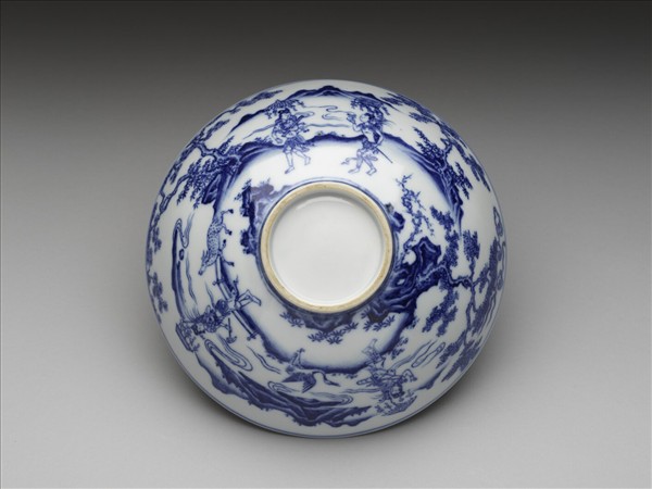 青花山水人物圖碗