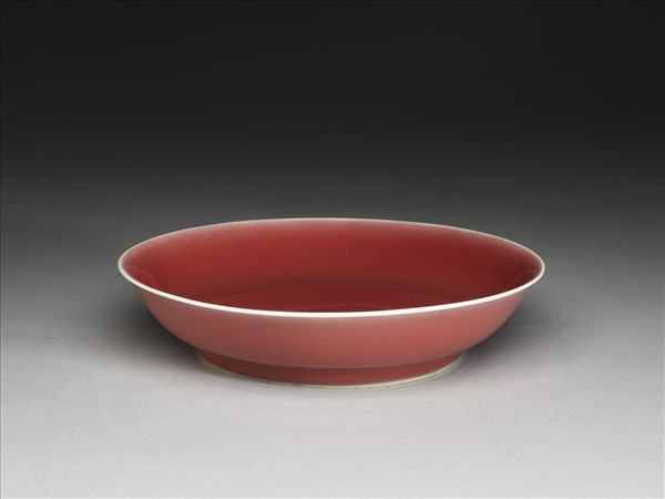 霽紅釉盤