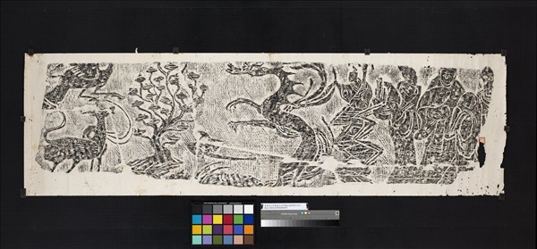 東漢四川津崖墓石函神龍仙鹿畫像石拓片