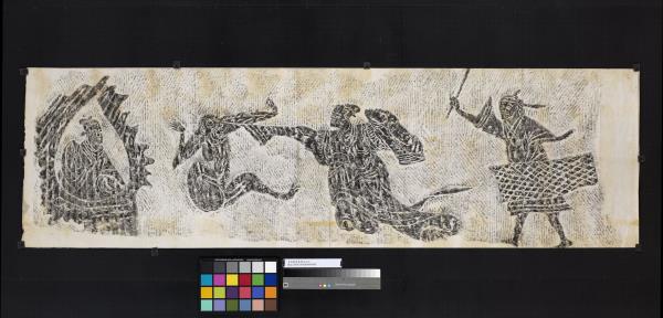 東漢戲猿畫像石拓片