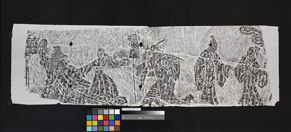 東漢四川新津崖墓石函象人畫像石拓片