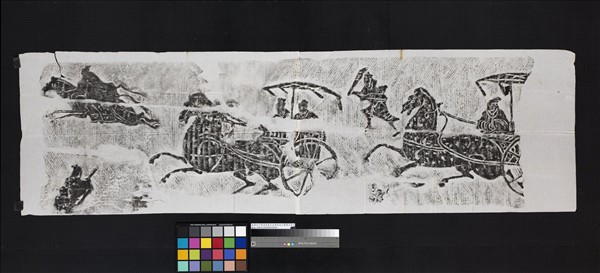 東漢四川新津崖墓石函車馬出行畫像石拓片