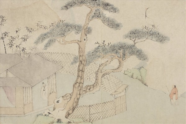 明文伯仁詩意圖　冊　篳門松鶴