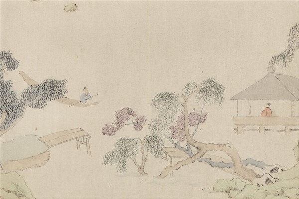 明文伯仁詩意圖　冊　斷橋臥柳