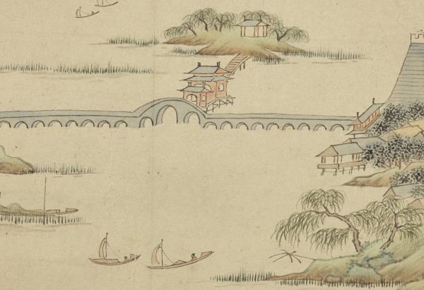明錢穀白嶽遊圖　冊　垂虹橋