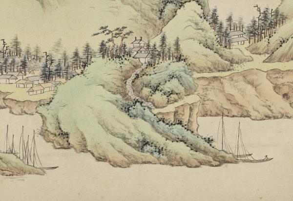 明錢穀白嶽遊圖　冊　富春山