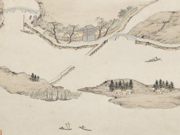 明錢穀紀行圖　冊　沙湖