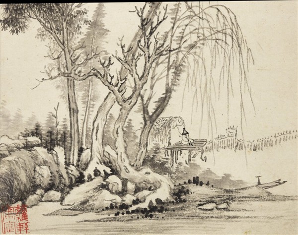 明董其昌山水　冊　南湖秋山