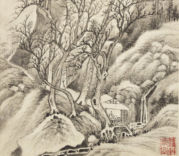 明董其昌山水　冊　寒林獨坐