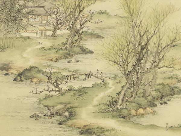 明陸遠摹古　冊　清溪橫涉