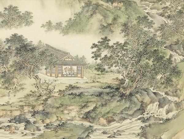 明陸遠摹古　冊　水閣觀流