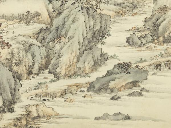 明陸遠摹古　冊　深山行旅