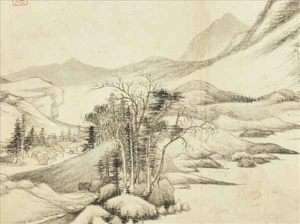 明程嘉燧山水　冊　江濱疏林