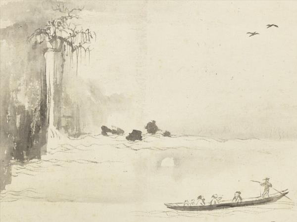 明程嘉燧山水　冊　月明星稀烏鵲南飛