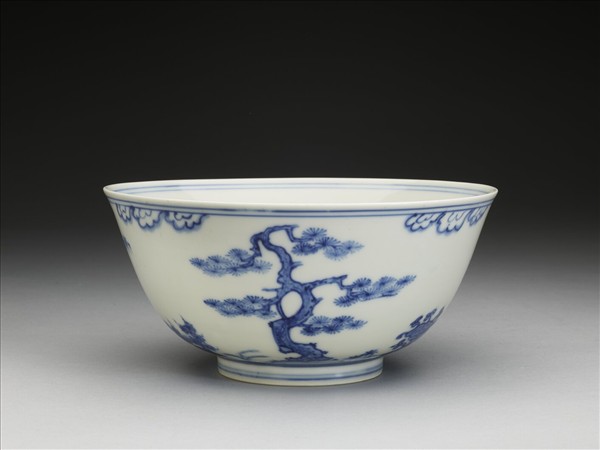 青花歲寒三友圖碗