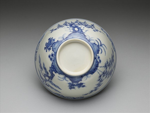 青花歲寒三友圖碗