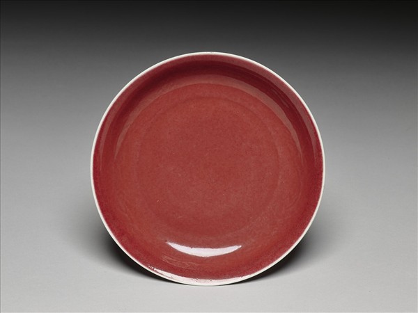 霽紅釉盤