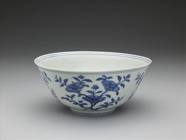 青花茶花紋碗