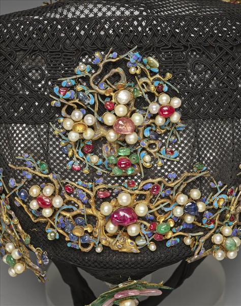 嵌珠寶翠玉花卉鈿子