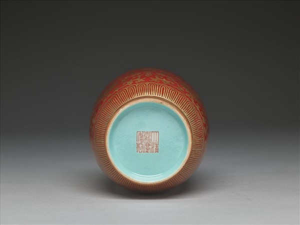 描金萬福連連紅地茶葉罐