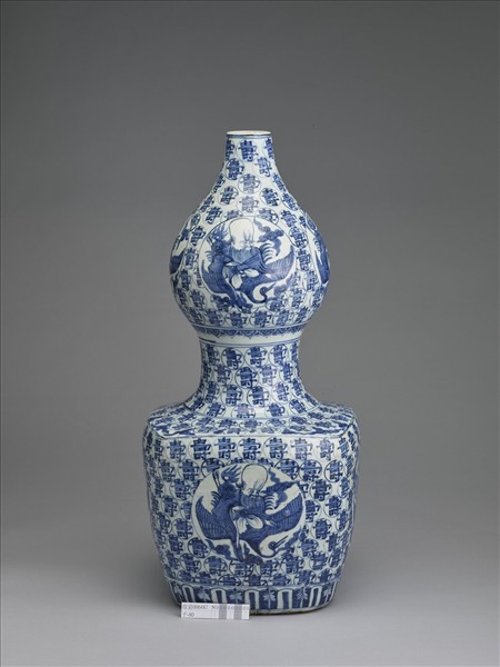 青花仙翁壽字紋葫蘆瓶
