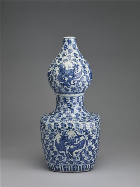 青花仙翁壽字紋葫蘆瓶