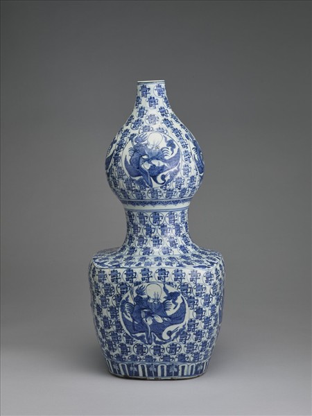 青花仙翁壽字紋葫蘆瓶