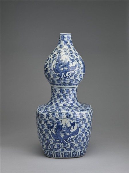 青花仙翁壽字紋葫蘆瓶