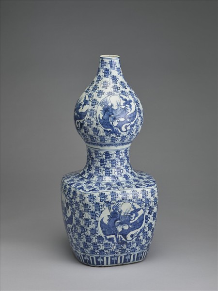 青花仙翁壽字紋葫蘆瓶