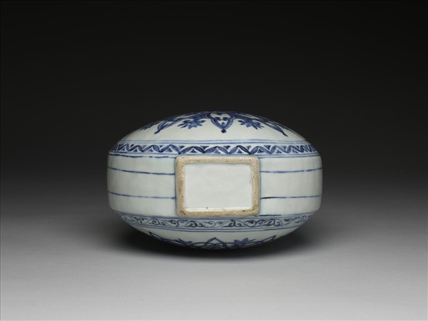 青花幾何花卉紋葫蘆扁壺