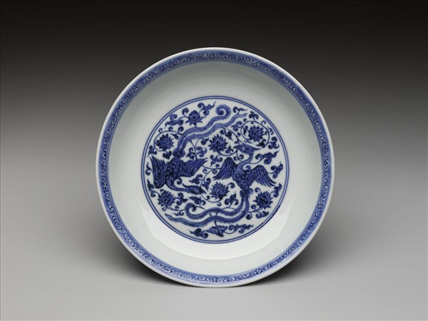 青花鳳凰紋碟