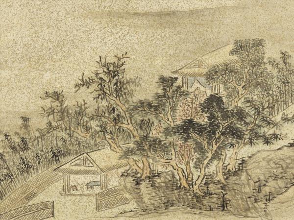 明李流芳畫唐人詩意　冊　耿湋夜尋盧處士詩