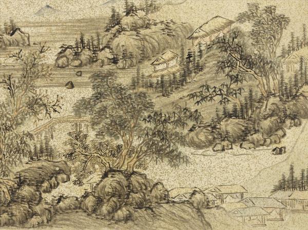 明李流芳畫唐人詩意　冊　張喬送友人往宜春詩