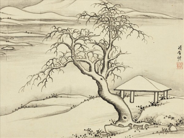 明項聖謨山水　冊　林亭積素