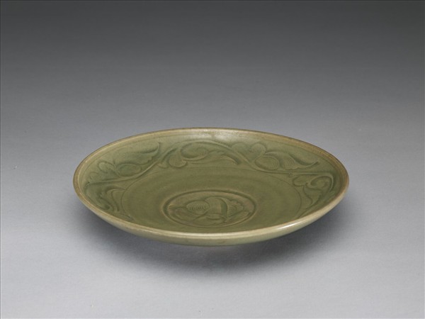 臨汝窯 青瓷劃花盤