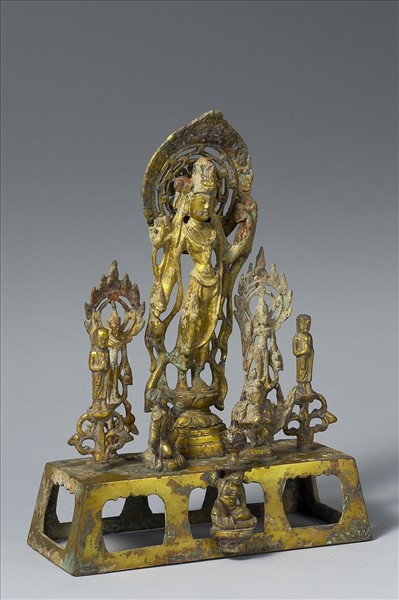 銅鎏金菩薩龕像